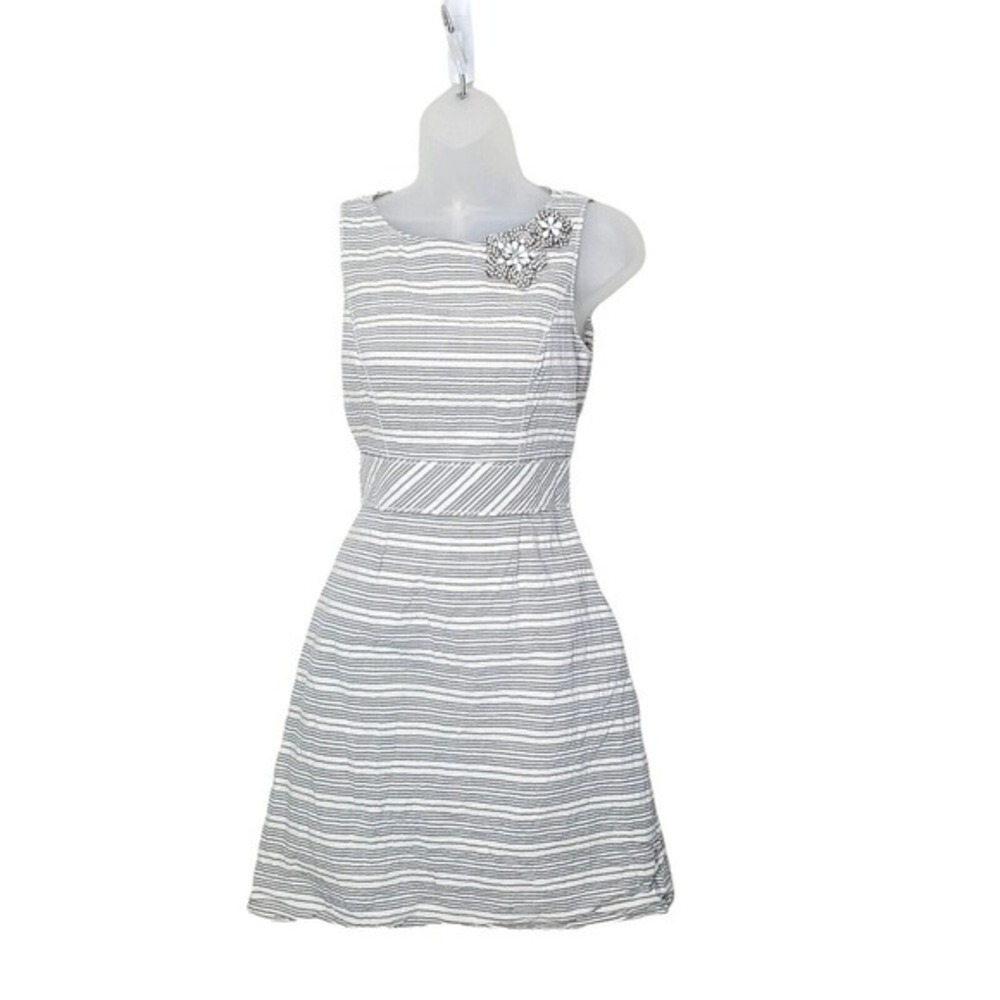 Lavender Vera Wang Womens Coastal Nautical‎ Preppy Stripe Dress 2 Silk Cotton